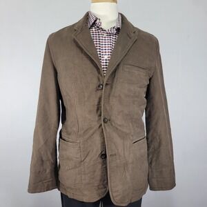 GAP Men's Sport Coat Blazer Jacket Three Button‎ Brown Suded Cotton MEDIUM